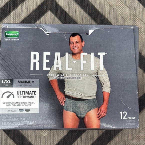 Real-Fit Men's Depends Underwear, Gray, Open box of 8 - not 12, L/XL - Picture 6 of 14